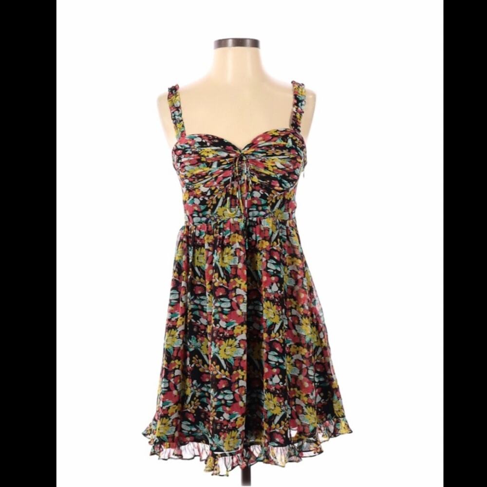 Vintage 90s‎ Rampage floral print sweetheart chiffon dress, size 5